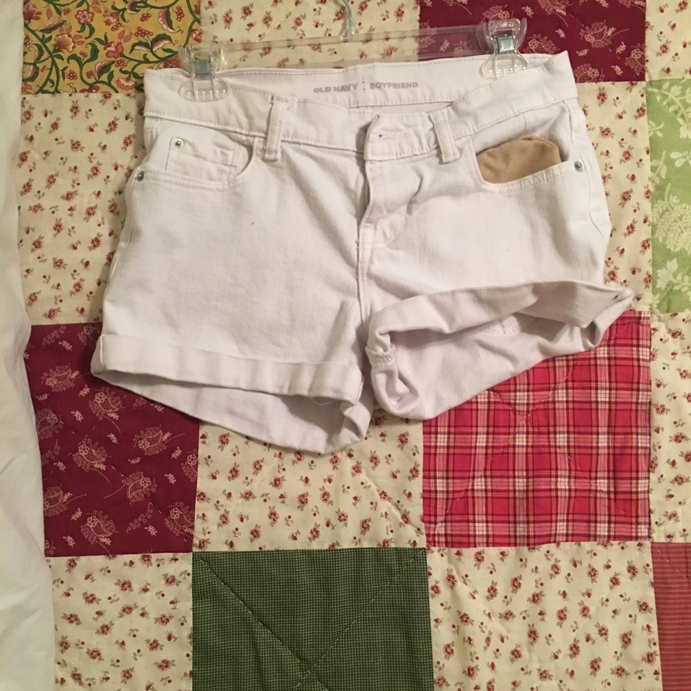 White boyfriend shorts